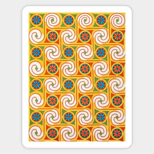 Funky Spiral 70s Retro Fashion Circles Creative Orange Yellow Sticker